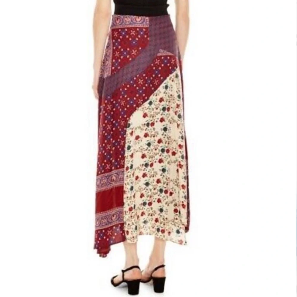 Sandro Paris Dua Asymmetric Patchwork Maxi Skirt Small‎ - Picture 3 of 14
